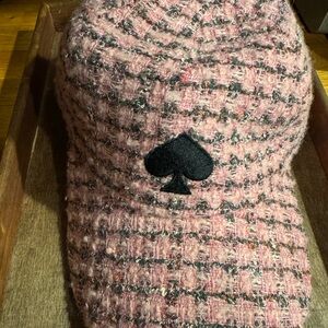 Kate Spade Pink Tweed Hat with Black Lining